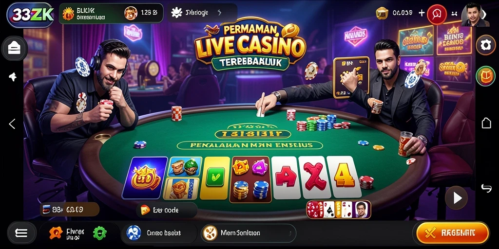 Tampilan menarik gameplay 33ZK dalam suasana Live Casino.