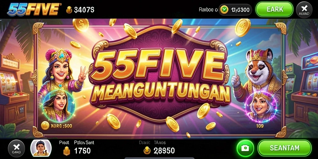 Tampilan gameplay seru dari 55FIVE dengan berbagai slot pilihan.