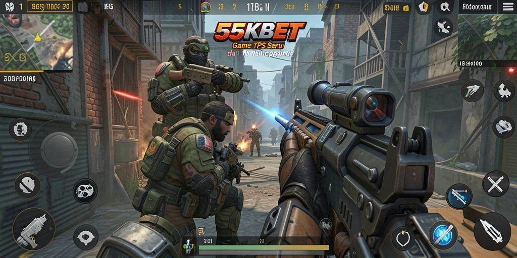 Tampilan gameplay mendebarkan dari 55KBET dengan aksi TPS yang intens.