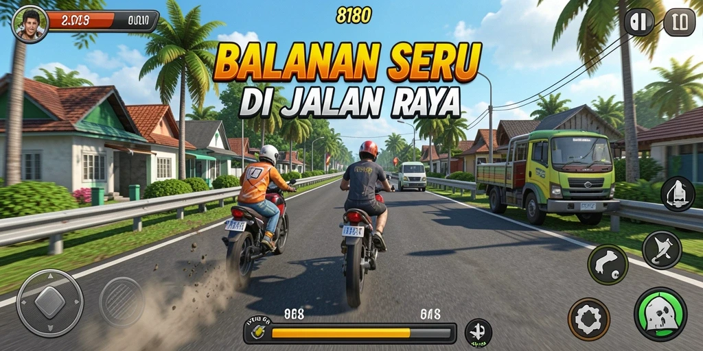 Tampilan gameplay balapan seru di 8180, tunjukkan kecepatan dan keterampilan Anda.