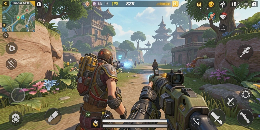 Tampilan gameplay nyata dari 8ZK dengan aksi seru TPS.