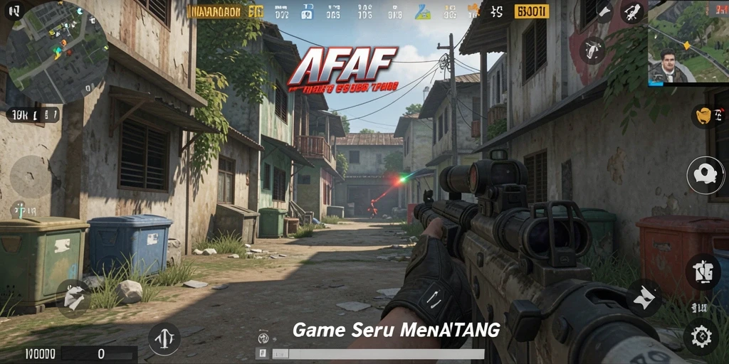 Screenshot gameplay AFAF menunjukkan aksi tembak-menembak yang intens.