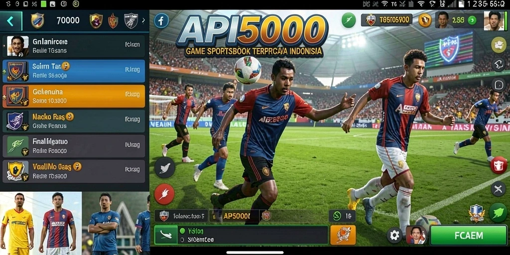 Tampilan aplikasi API5000 dengan antarmuka Sportsbook yang menarik.