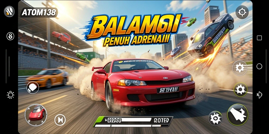 Gameplay balapan mobil yang dinamis dan penuh aksi.