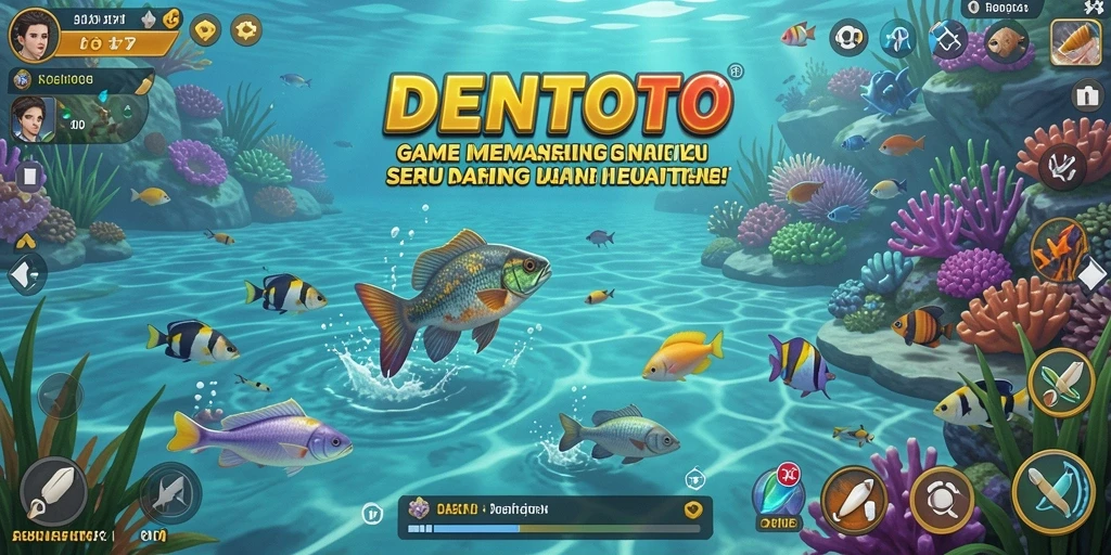 Tampilan gameplay DENTOTO yang menampilkan aksi memancing seru.