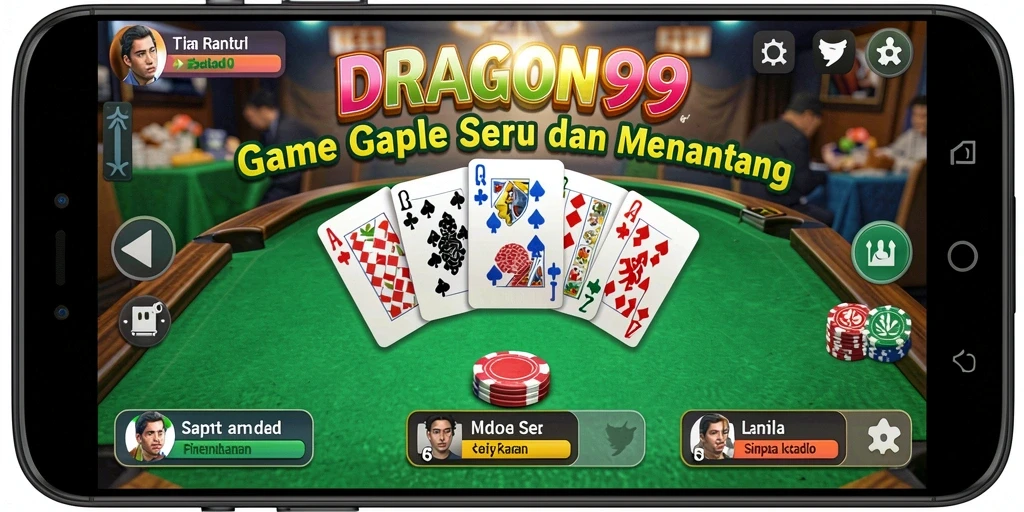 Screenshot menunjukkan gameplay seru dari DRAGON99 dengan suasana Gaple.