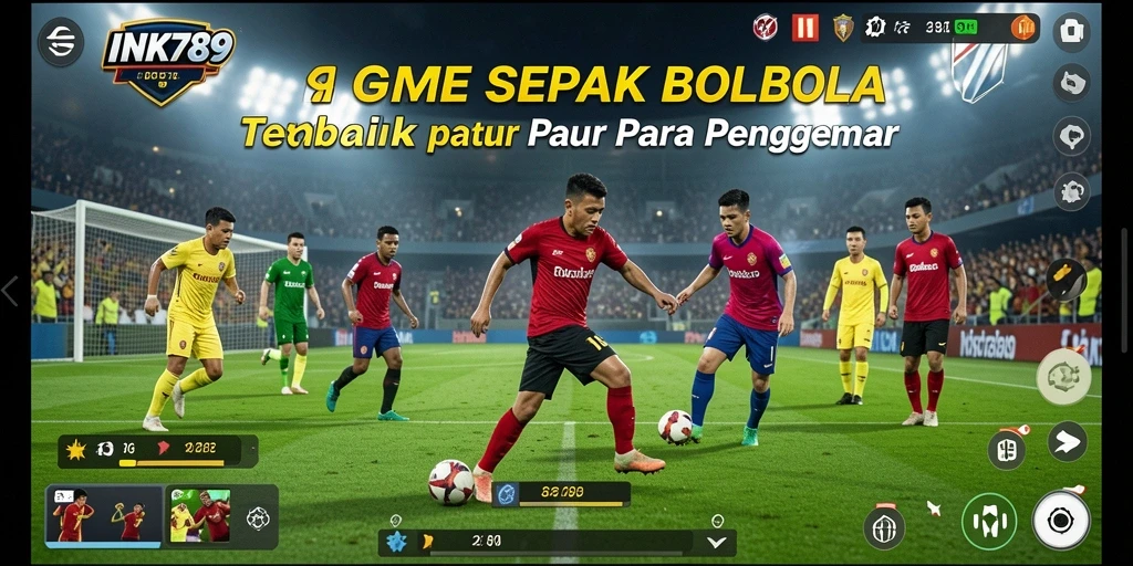 Screenshot gameplay INK789 menampilkan aksi seru pertarungan di lapangan sepak bola.