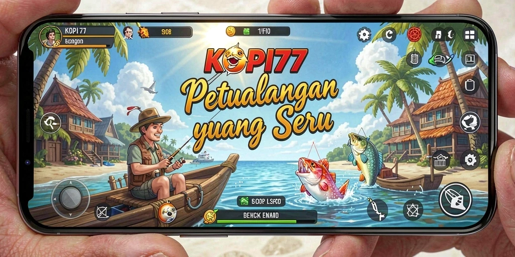 Screenshot gameplay KOPI77 yang menunjukkan petualangan memancing seru.