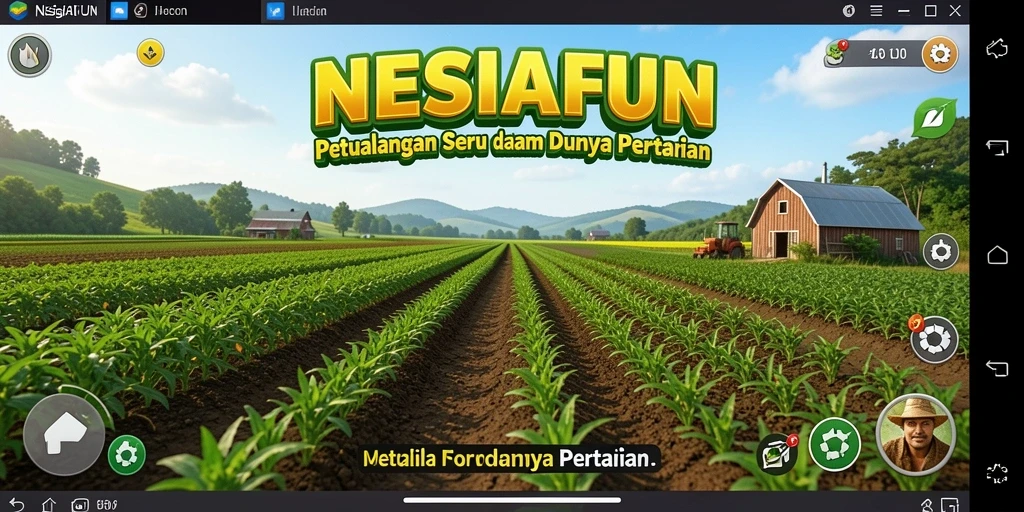 Screenshot gameplay NESIAFUN dengan tampilan pertanian yang indah.