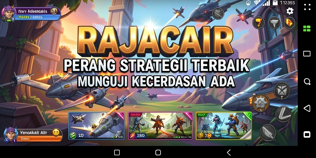 Tampilan screenshot RAJACAIR menunjukkan strategi perang yang intens.