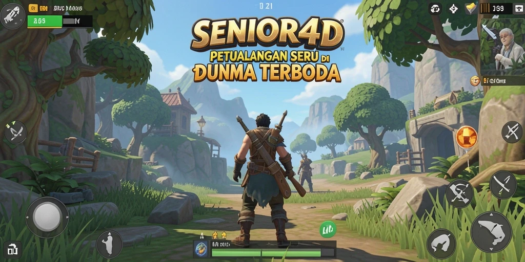 Screenshot gameplay <strong>SENIOR4D</strong> menampilkan petualangan menarik di dunia terbuka.