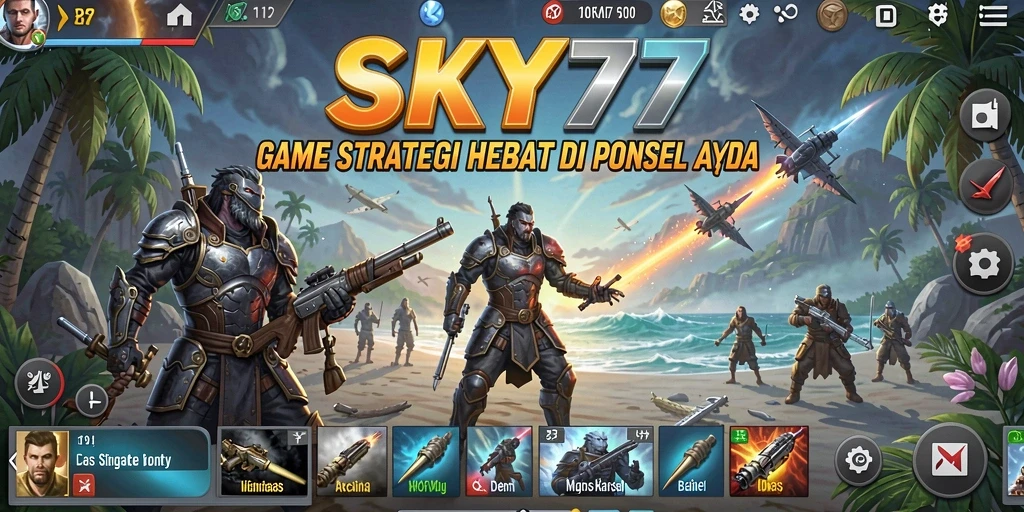 Screenshot utama SKY77 menampilkan pertempuran strategi yang mendebarkan.