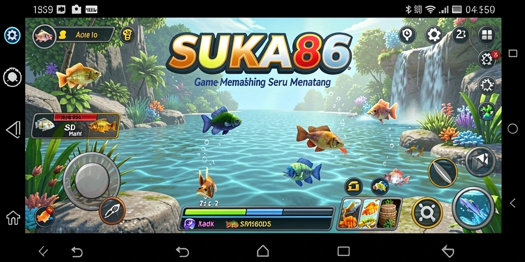 Screenshot gameplay SUKA86 yang menampilkan aksi memancing