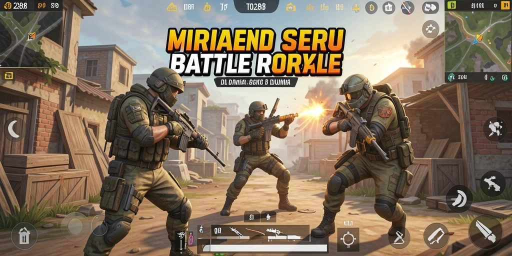 Tangkapan layar gameplay seru TO288 dalam pertempuran Battle Royale.