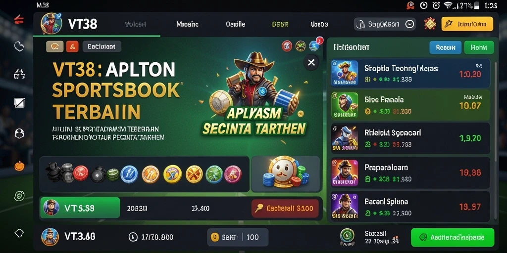Screenshot dari tampilan aplikasi VT38 menunjukkan antarmuka taruhan yang menarik.